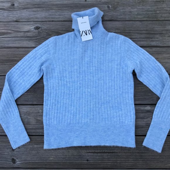 Zara Women Sweater Long Sleeve Turtle Neck Wool - Picture 2 of 8